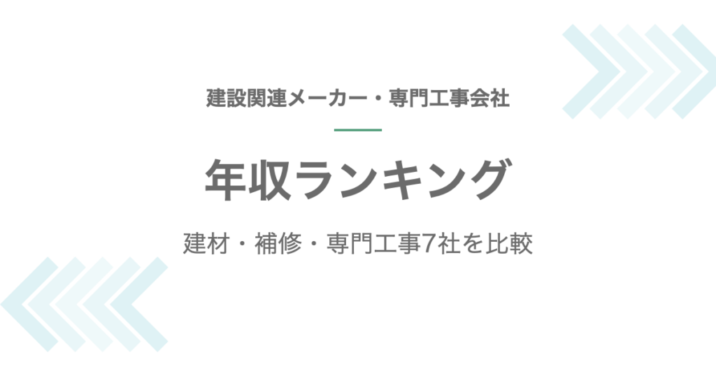建設関連メーカー・専門工事会社の年収ランキング記事のアイキャッチ