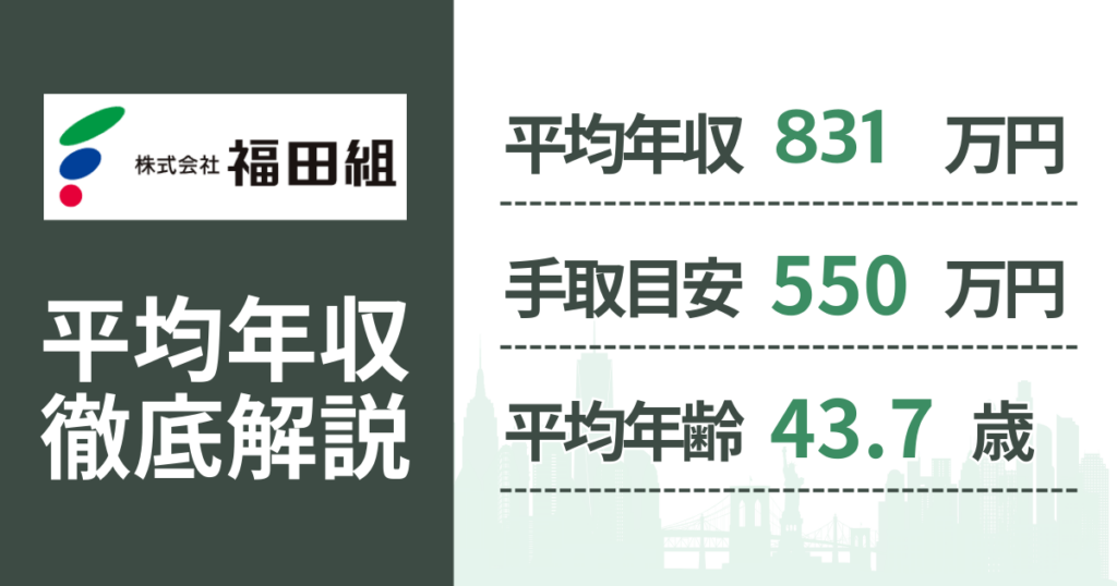 【2026年版】福田組の平均年収は831万円｜役職・年齢別の給与・初任給・ボーナス制度を解説