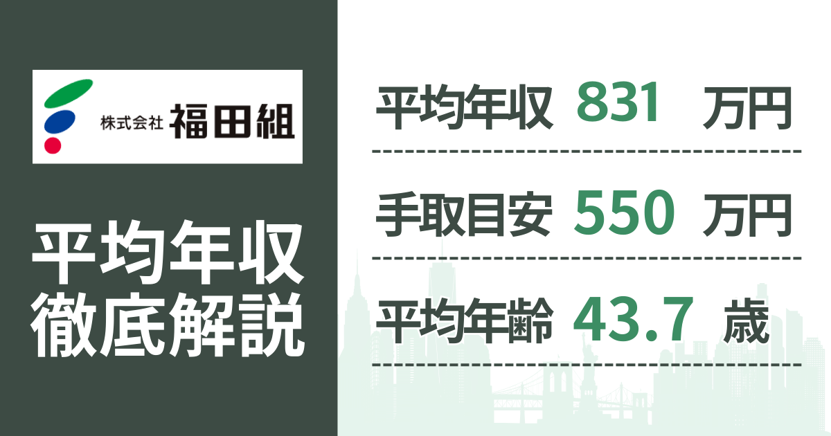 【2026年版】福田組の平均年収は831万円|役職・年齢別の給与・初任給・ボーナス制度を解説