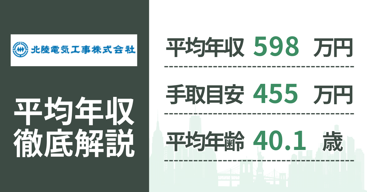【2026年版】北陸電気工事の平均年収は598万円｜役職・年齢別の給与・初任給・ボーナス制度を解説