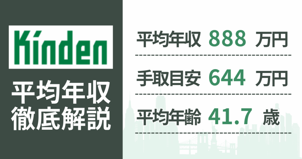 【2026年版】きんでんの平均年収は888万円｜役職・年齢別の給与・初任給・ボーナス制度を解説