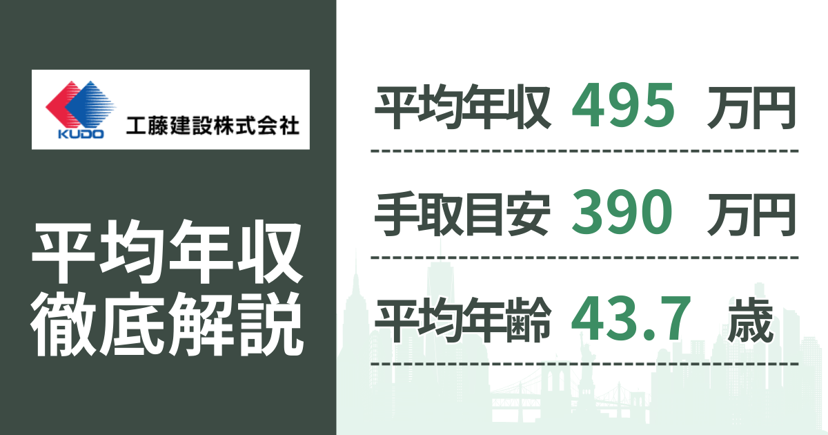 【2026年版】工藤建設の平均年収は495万円｜役職・年齢別の給与・初任給・ボーナス制度を解説