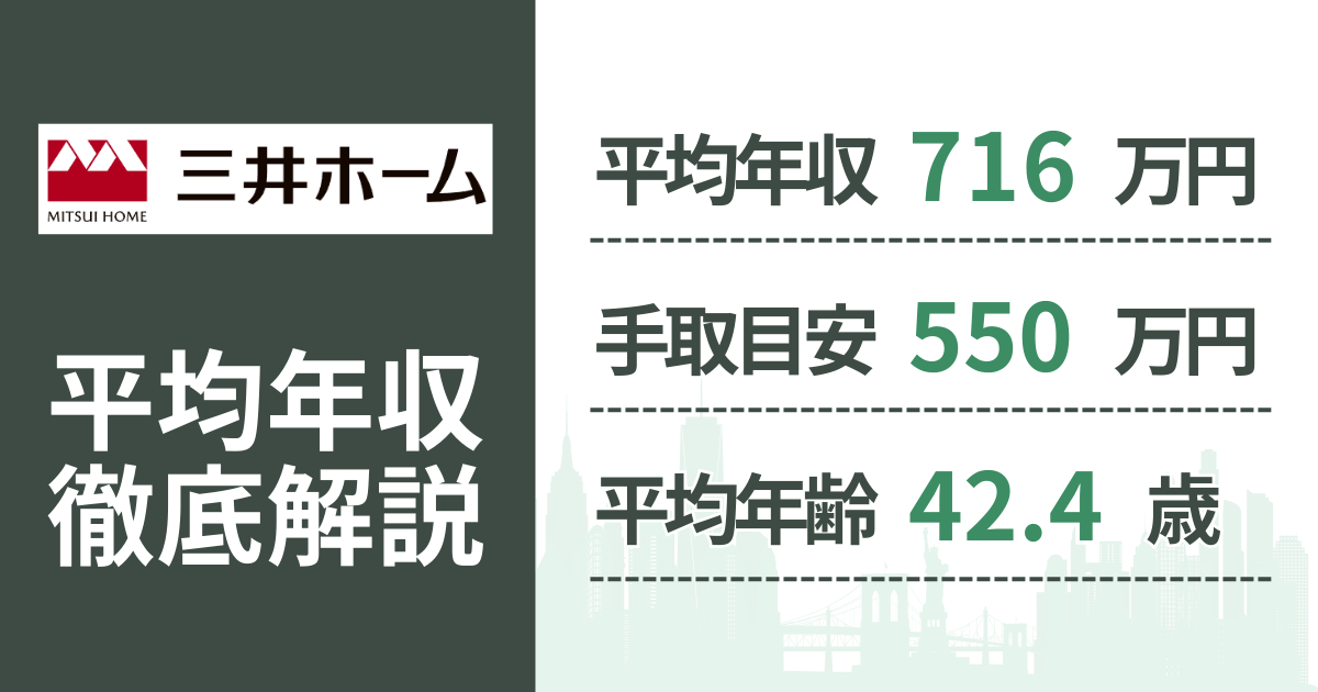 【2026年版】三井ホームの平均年収は716万円｜役職・年齢別の給与・初任給・ボーナス制度を解説
