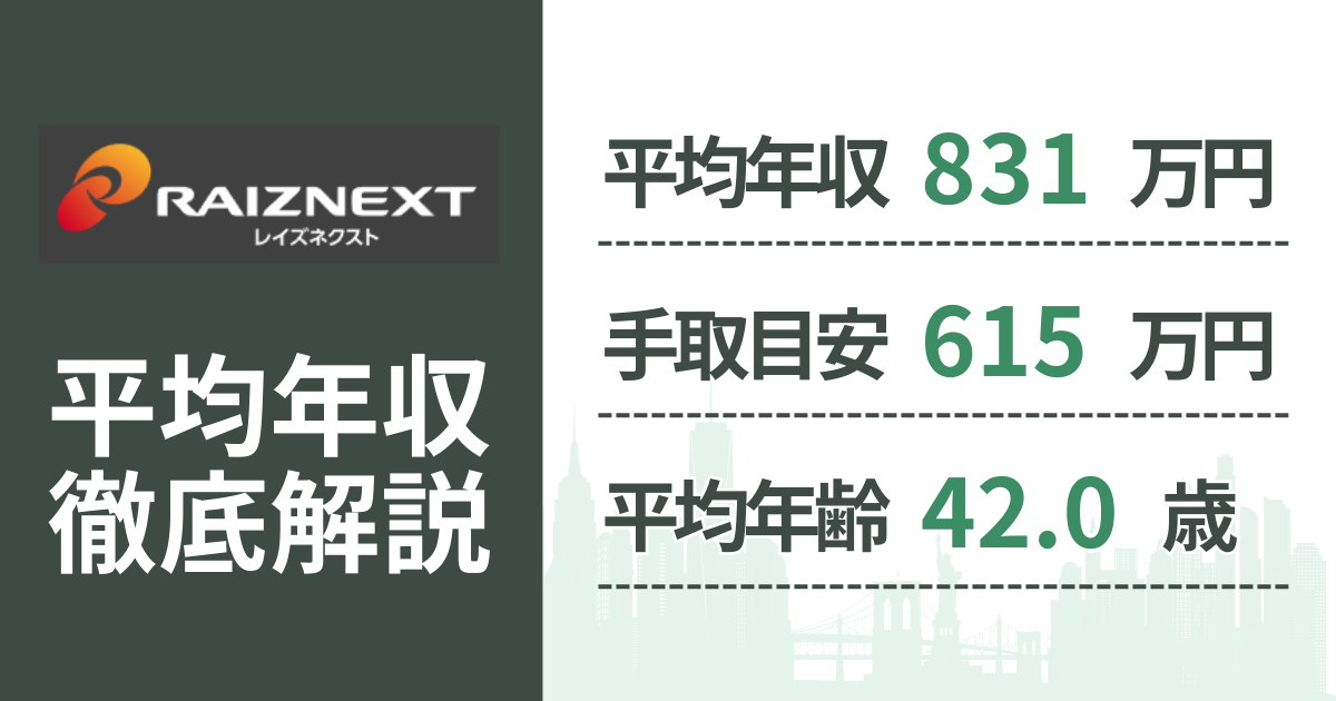 【2026年版】レイズネクストの平均年収は831万円｜役職・年齢別の給与・初任給・ボーナス制度を解説