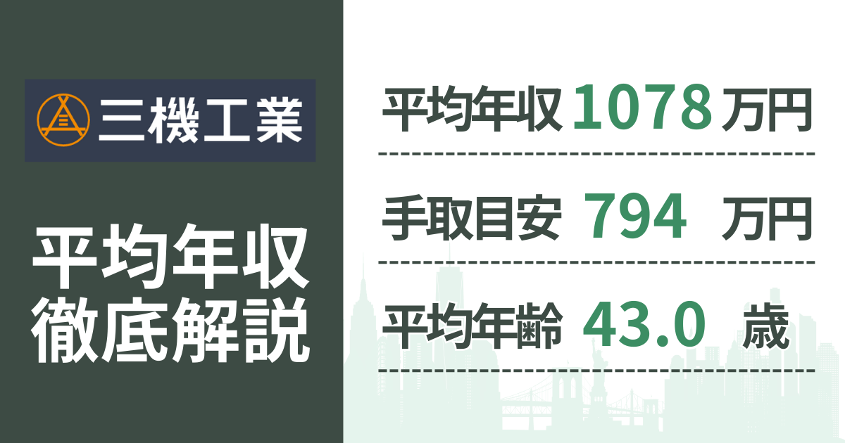三機工業の平均年収1,078万円・手取り目安794万円・平均年齢43.0歳