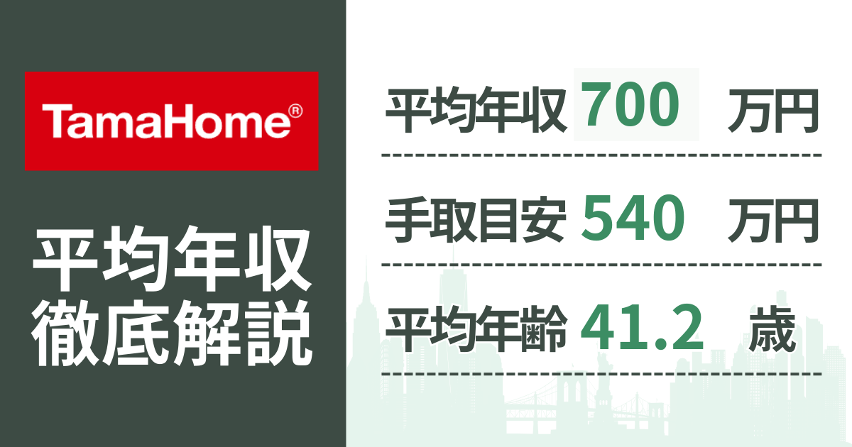タマホームの平均年収700万円・手取り目安540万円・平均年齢41.2歳