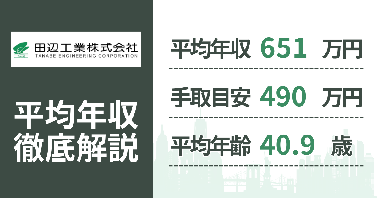 【2026年版】田辺工業の平均年収は651万円｜役職・年齢別の給与・初任給・ボーナス制度を解説