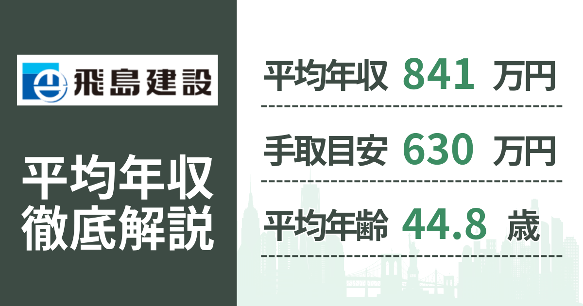 【2026年版】飛島建設の平均年収は841万円|役職・年齢別の給与・初任給・ボーナス制度を解説