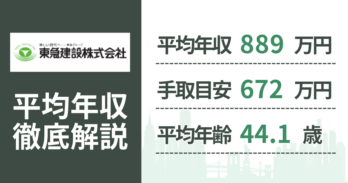 【2026年版】東急建設の平均年収は889万円｜役職・年齢別の給与・初任給・ボーナス制度を解説