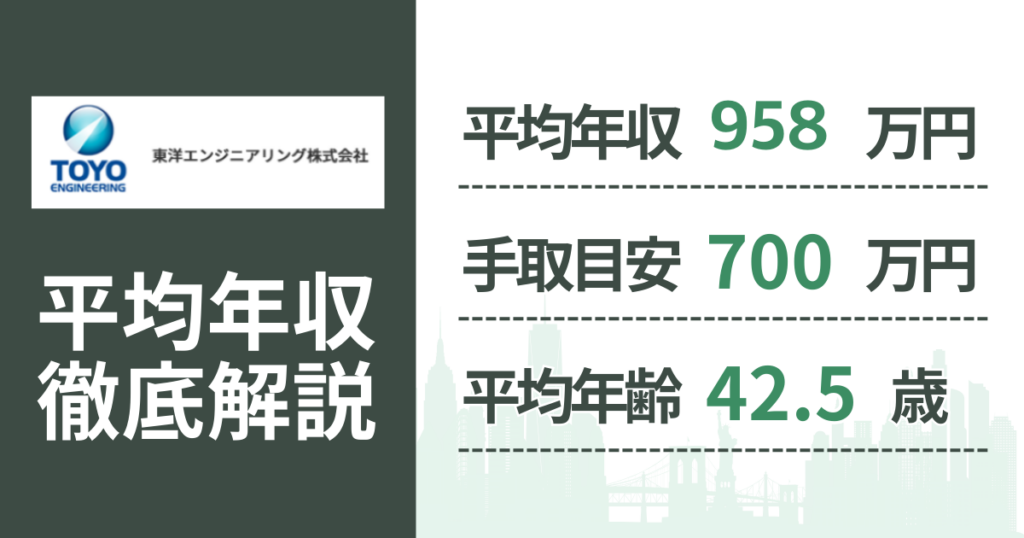 【2026年版】東洋エンジニアリングの平均年収は958万円｜役職・年齢別の給与・初任給・ボーナス制度を解説